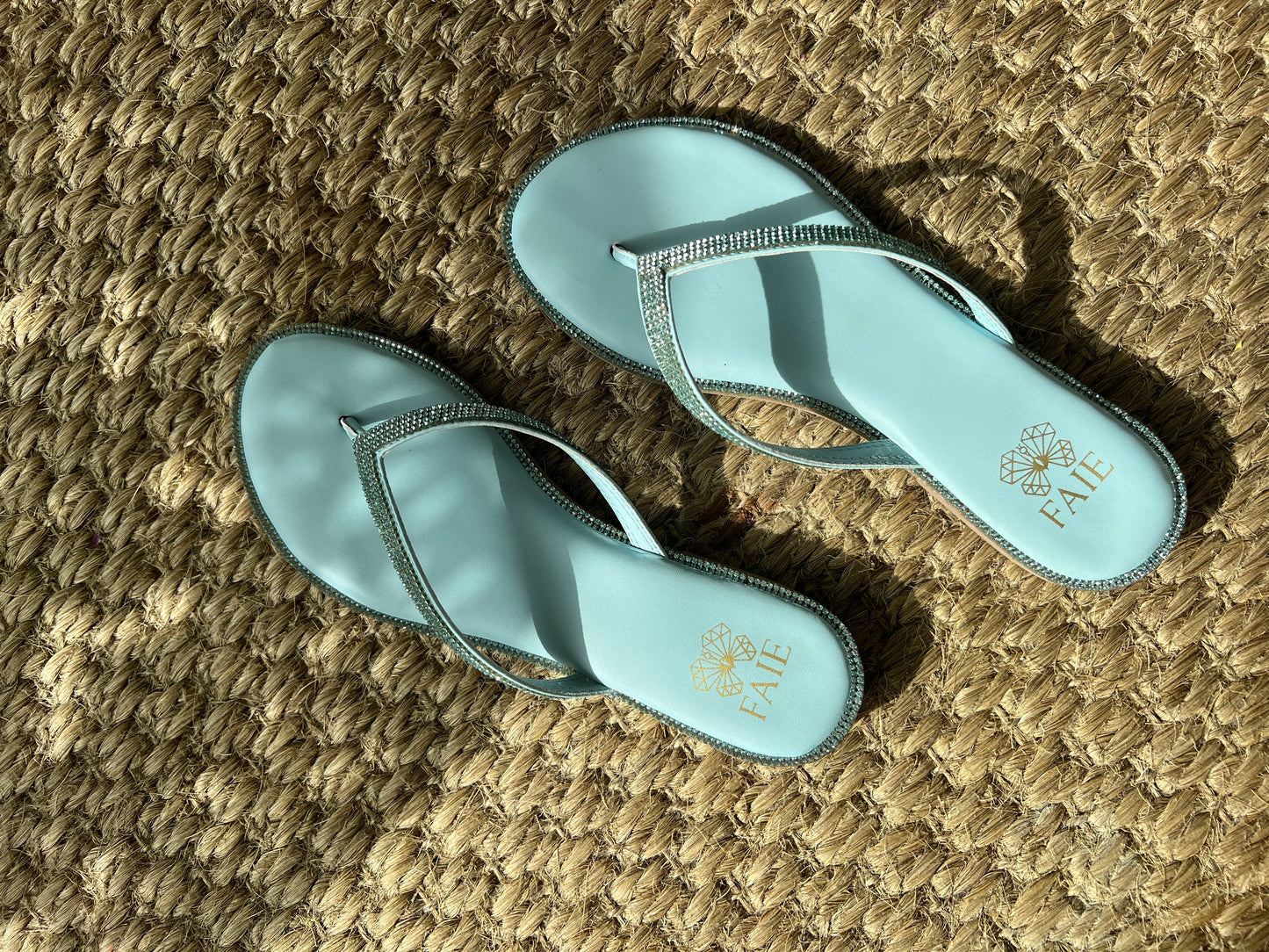 Aquamarine flip flops